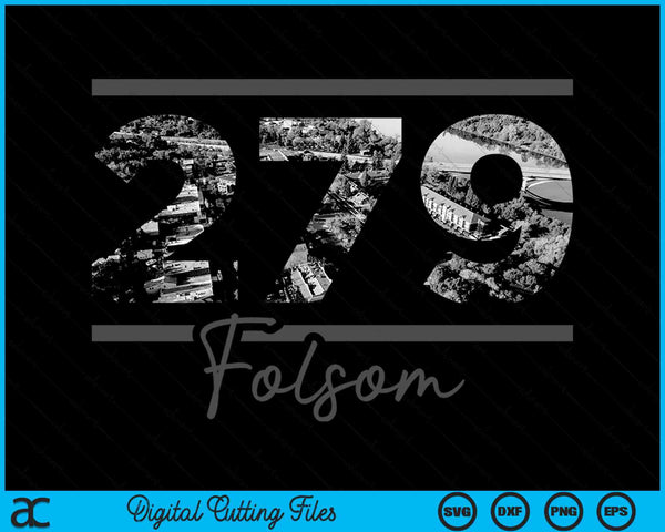 Folsom 279 Area Code Skyline California Vintage SVG PNG Digital Cutting Files