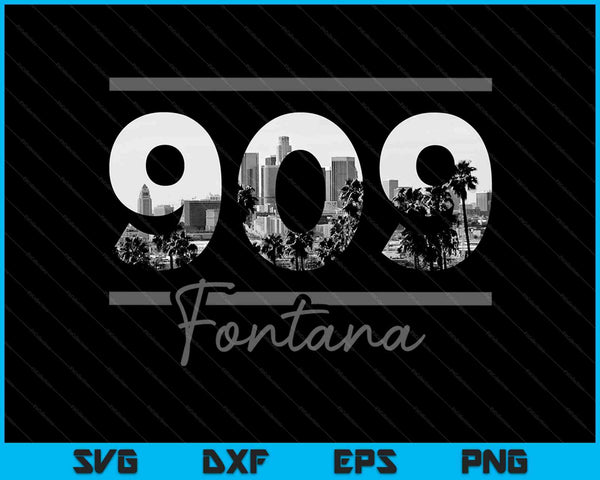 Fontana 909 Netnummer Skyline Californië Vintage SVG PNG snijden afdrukbare bestanden