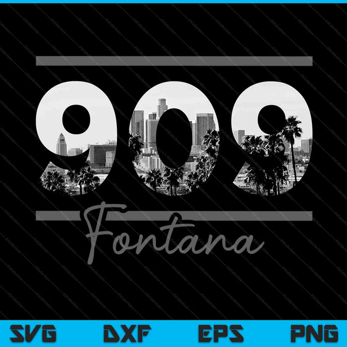 Fontana 909 Código de área Skyline California Vintage SVG PNG Cortar archivos imprimibles