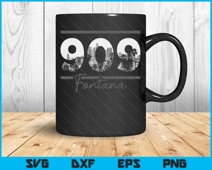 Fontana 909 Código de área Skyline California Vintage SVG PNG Cortar archivos imprimibles