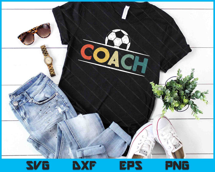 Voetbalcoach geschenken Vintage bal coaching SVG PNG digitale snijbestanden