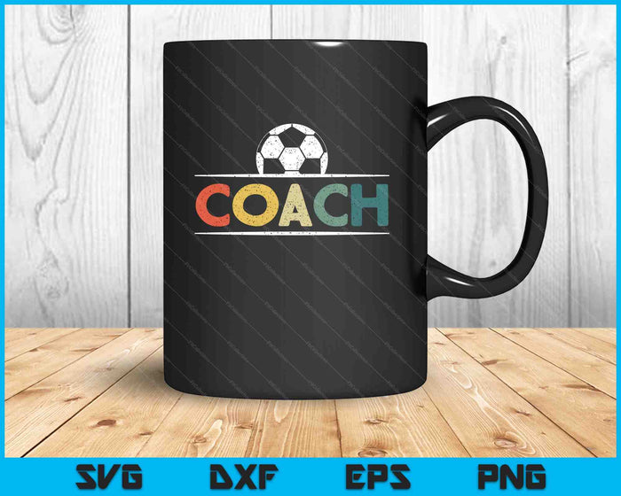 Voetbalcoach geschenken Vintage bal coaching SVG PNG digitale snijbestanden