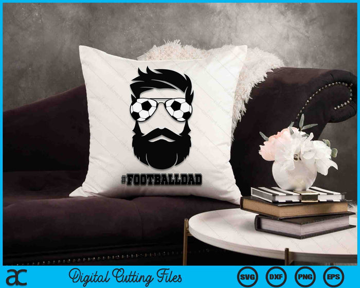 Voetbalvader met baard en coole zonnebril SVG PNG digitale afdrukbare bestanden