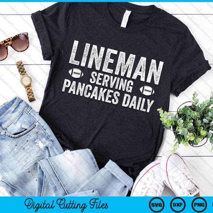 Football Lineman Serving Pancakes Daily SVG PNG Digital Cutting Files