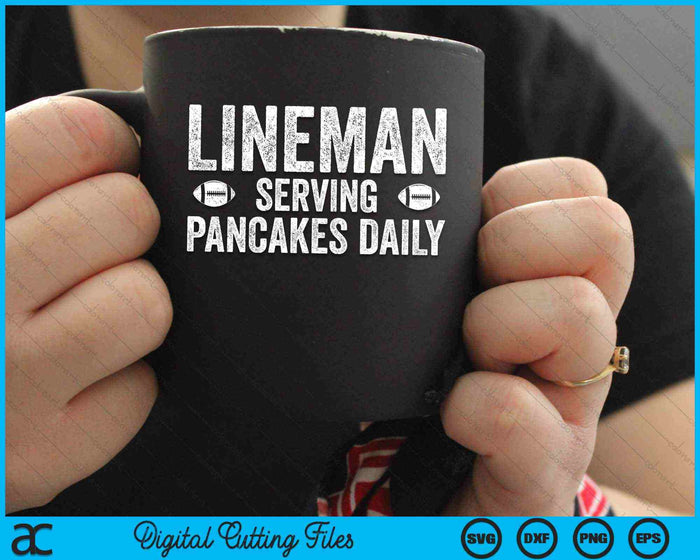 Football Lineman Serving Pancakes Daily SVG PNG Digital Cutting Files