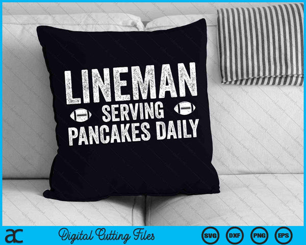 Football Lineman Serving Pancakes Daily SVG PNG Digital Cutting Files