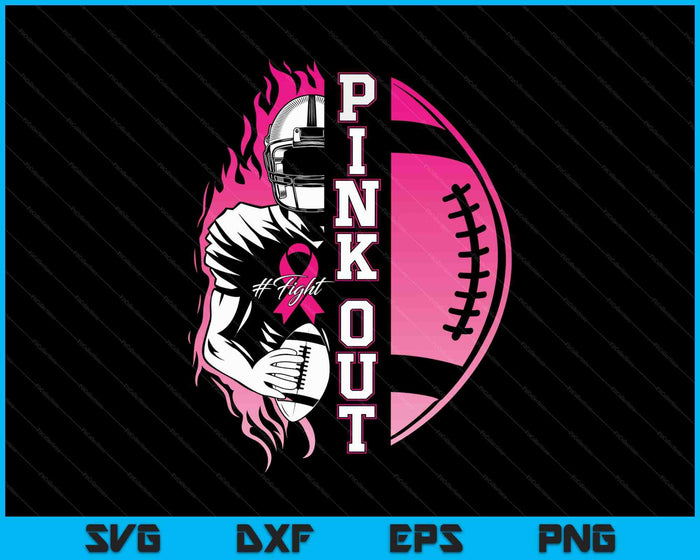 Football Pink Out Team Breast Cancer Awareness Month SVG PNG Digital Printable Files