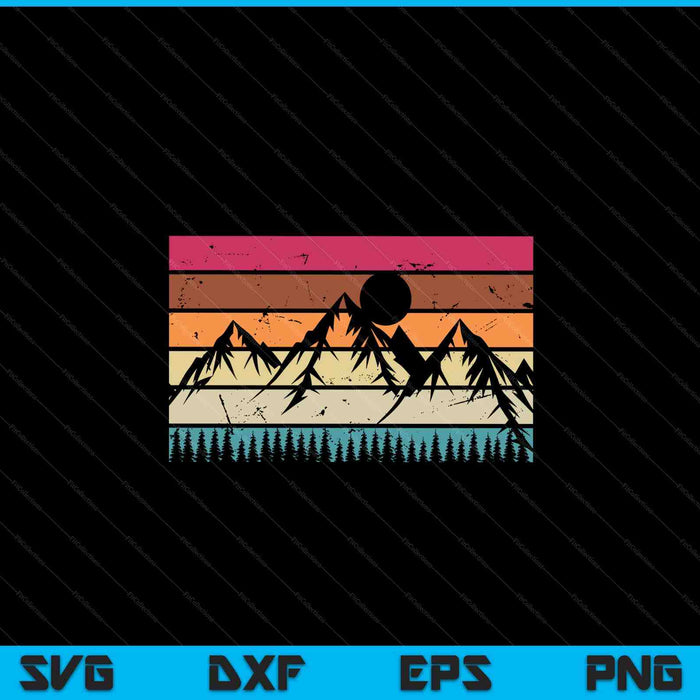 Forest Mountain Outdoors Nature Wildlife Trees Retro Hiking SVG PNG Digital Cutting Files