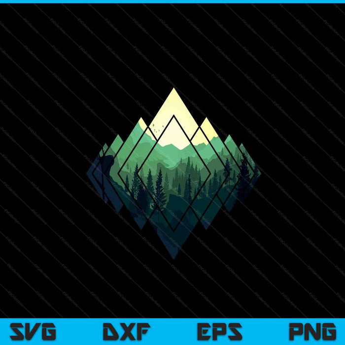 Bos natuur bergen trekking wandelen kamperen buiten cadeau SVG PNG digitale snijbestanden