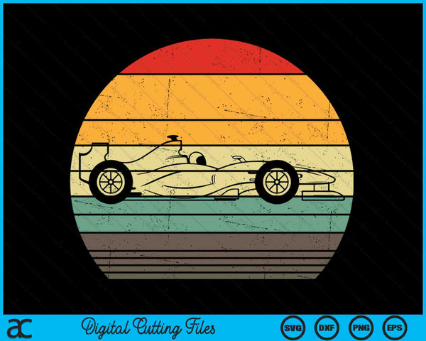 Formule raceauto zonsondergang Retro Driver Racing SVG PNG digitale snijbestanden