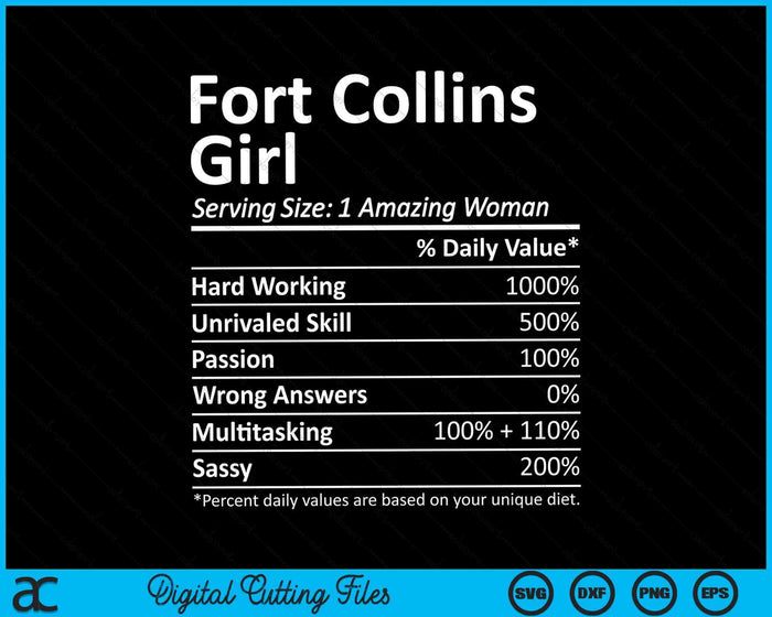 Fort Collins Girl CO Colorado Funny City Home Roots SVG PNG Cutting Printable Files