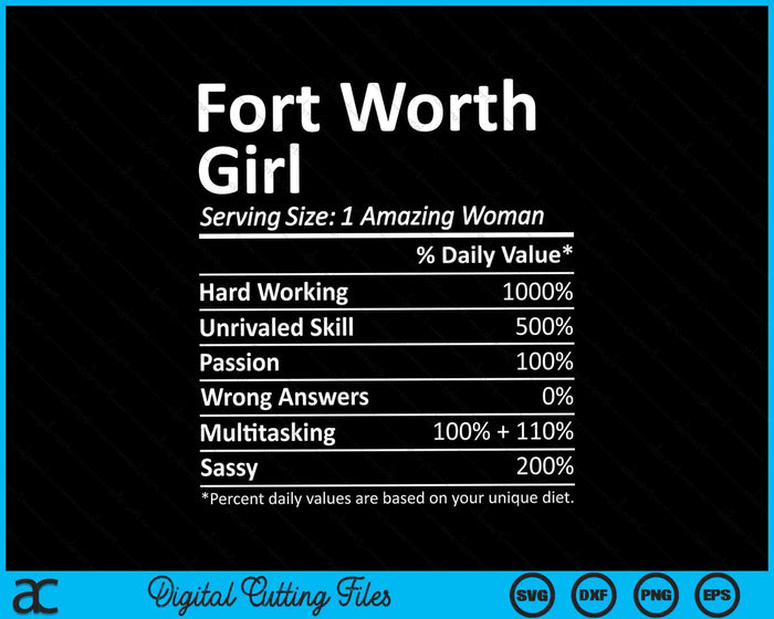 Fort Worth Girl TX Texas Funny City Home Roots SVG PNG Archivos de corte digital