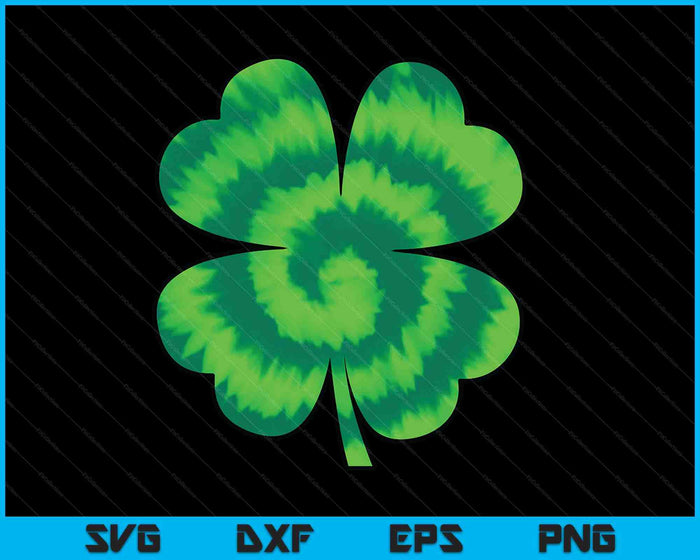 Four Leaf Clover Tie Dye St Patrick's Day Lucky Shamrock SVG PNG Digital Printable Files