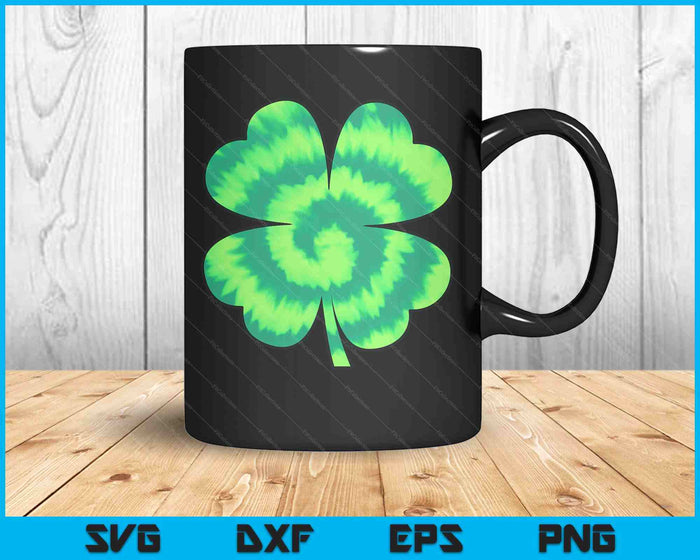 Four Leaf Clover Tie Dye St Patrick's Day Lucky Shamrock SVG PNG Digital Printable Files