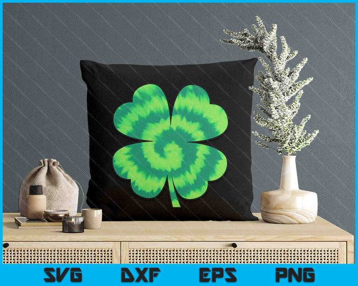 Four Leaf Clover Tie Dye St Patrick's Day Lucky Shamrock SVG PNG Digital Printable Files