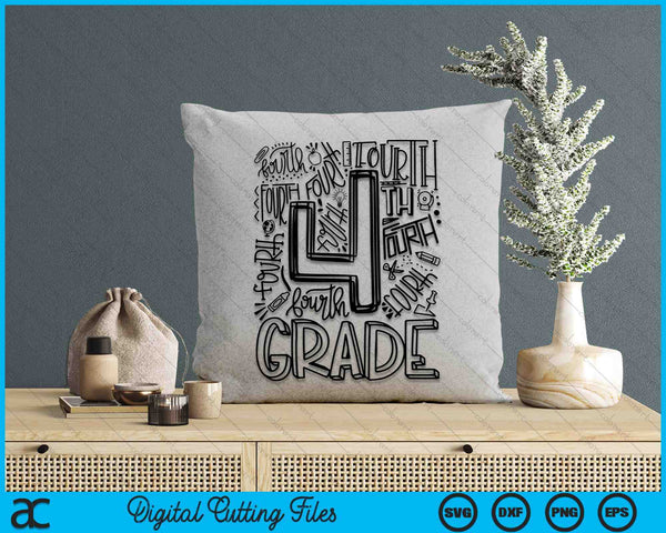 Fourth 4th Grade Typography Back To School SVG PNG Digital Printable Files