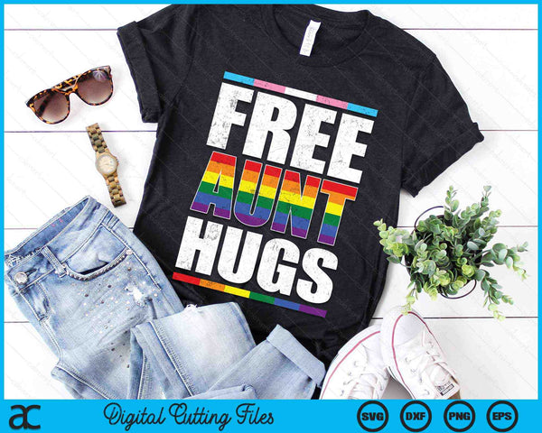 Free Aunt Hugs LGBTQ Gay Pride Month Proud Ally SVG PNG Digital Cutting Files