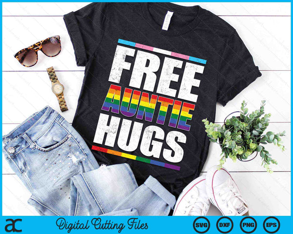 Free Auntie Hugs LGBTQ Gay Pride Month Proud Ally SVG PNG Digital Cutting Files