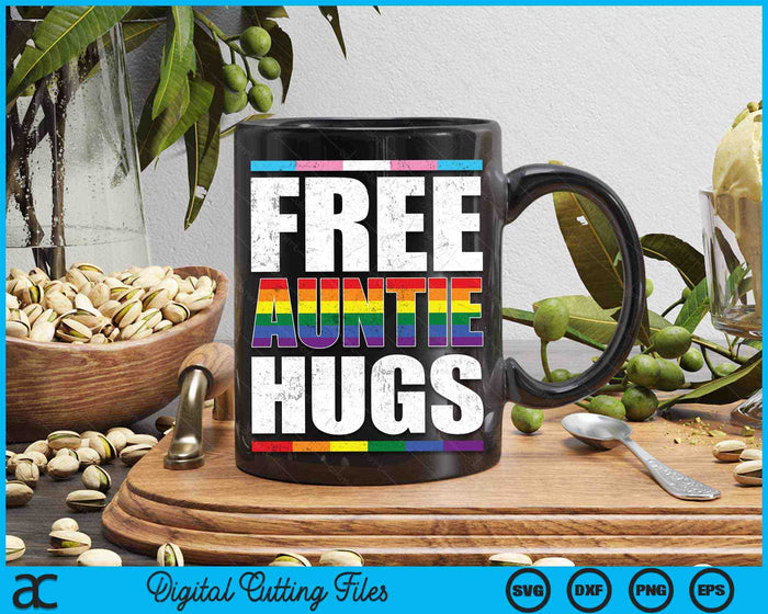 Free Auntie Hugs LGBTQ Gay Pride Month Proud Ally SVG PNG Digital Cutting Files