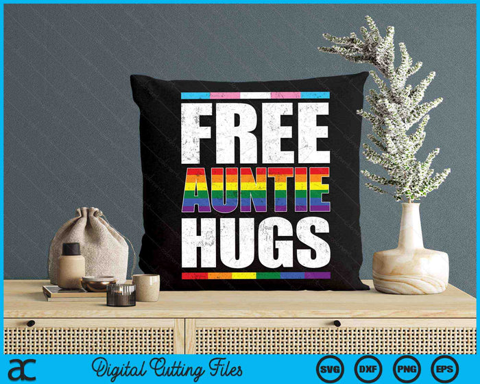 Free Auntie Hugs LGBTQ Gay Pride Month Proud Ally SVG PNG Digital Cutting Files