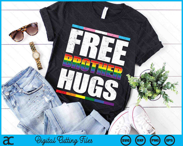 Free Brother Hugs LGBTQ Gay Pride Month Proud Ally SVG PNG Digital Cutting Files