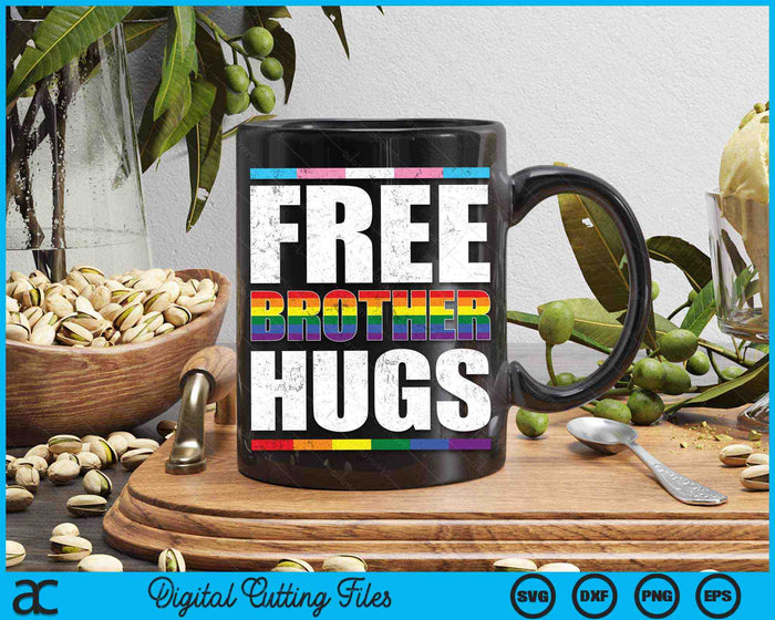 Free Brother Hugs LGBTQ Gay Pride Month Proud Ally SVG PNG Digital Cutting Files