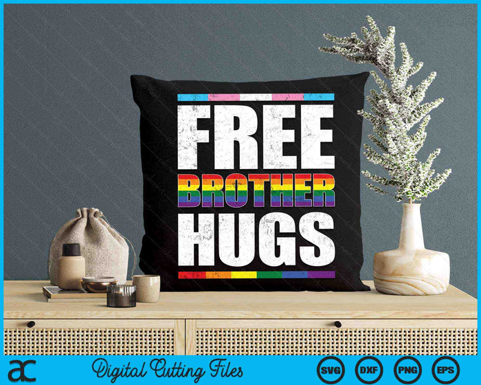 Free Brother Hugs LGBTQ Gay Pride Month Proud Ally SVG PNG Digital Cutting Files