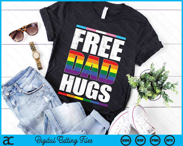 Free Dad Hugs LGBTQ Gay Pride Month Proud Ally SVG PNG Digital Cutting Files