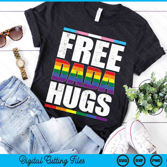 Free Dada Hugs LGBTQ Gay Pride Month Proud Ally SVG PNG Digital Cutting Files