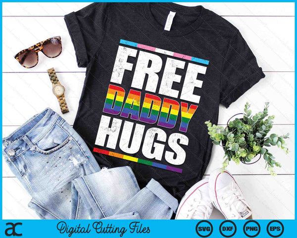 Free Daddy Hugs LGBTQ Gay Pride Month Proud Ally SVG PNG Digital Cutting Files