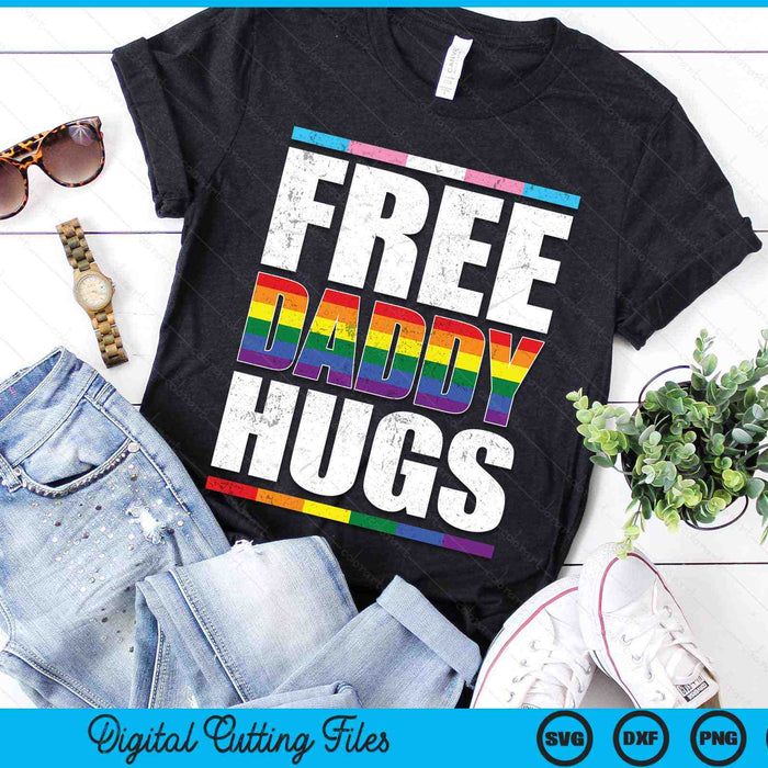 Free Daddy Hugs LGBTQ Gay Pride Month Proud Ally SVG PNG Digital Cutting Files