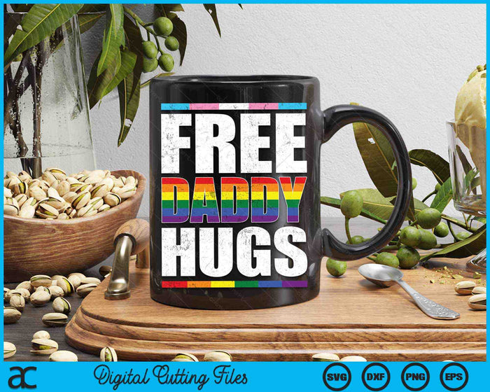 Free Daddy Hugs LGBTQ Gay Pride Month Proud Ally SVG PNG Digital Cutting Files