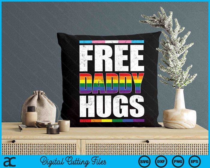 Free Daddy Hugs LGBTQ Gay Pride Month Proud Ally SVG PNG Digital Cutting Files