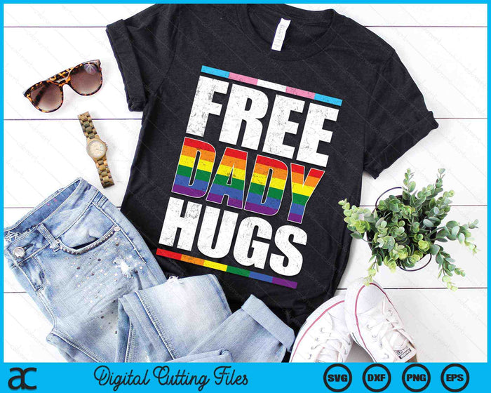 Free Dady Hugs LGBTQ Gay Pride Month Proud Ally SVG PNG Digital Cutting Files