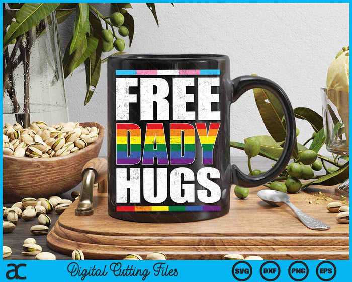 Free Dady Hugs LGBTQ Gay Pride Month Proud Ally SVG PNG Digital Cutting Files