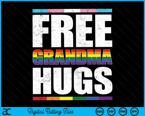 Free Grandma Hugs LGBTQ Gay Pride Month Proud Ally SVG PNG Digital Cutting Files
