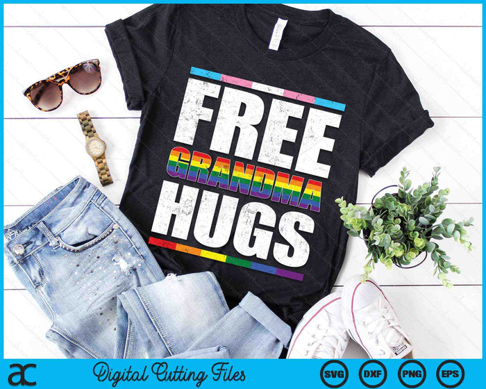 Free Grandma Hugs LGBTQ Gay Pride Month Proud Ally SVG PNG Digital Cutting Files