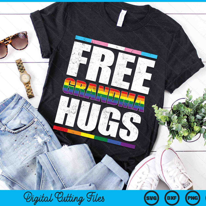 Free Grandma Hugs LGBTQ Gay Pride Month Proud Ally SVG PNG Digital Cutting Files