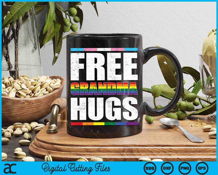 Free Grandma Hugs LGBTQ Gay Pride Month Proud Ally SVG PNG Digital Cutting Files