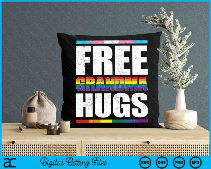 Free Grandma Hugs LGBTQ Gay Pride Month Proud Ally SVG PNG Digital Cutting Files