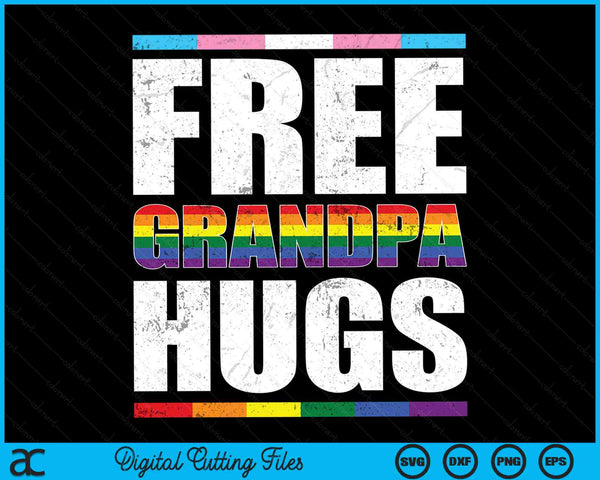 Free Grandpa Hugs LGBTQ Gay Pride Month Proud Ally SVG PNG Digital Cutting Files