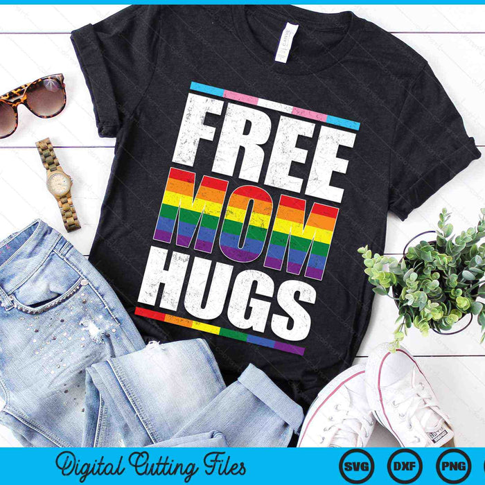 Free Mom Hugs LGBTQ Gay Pride Month Proud Ally SVG PNG Digital Cutting Files