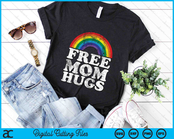 Free Mom Hugs Rainbow LGBT Pride Month Human Rights SVG PNG Digital Cutting Files