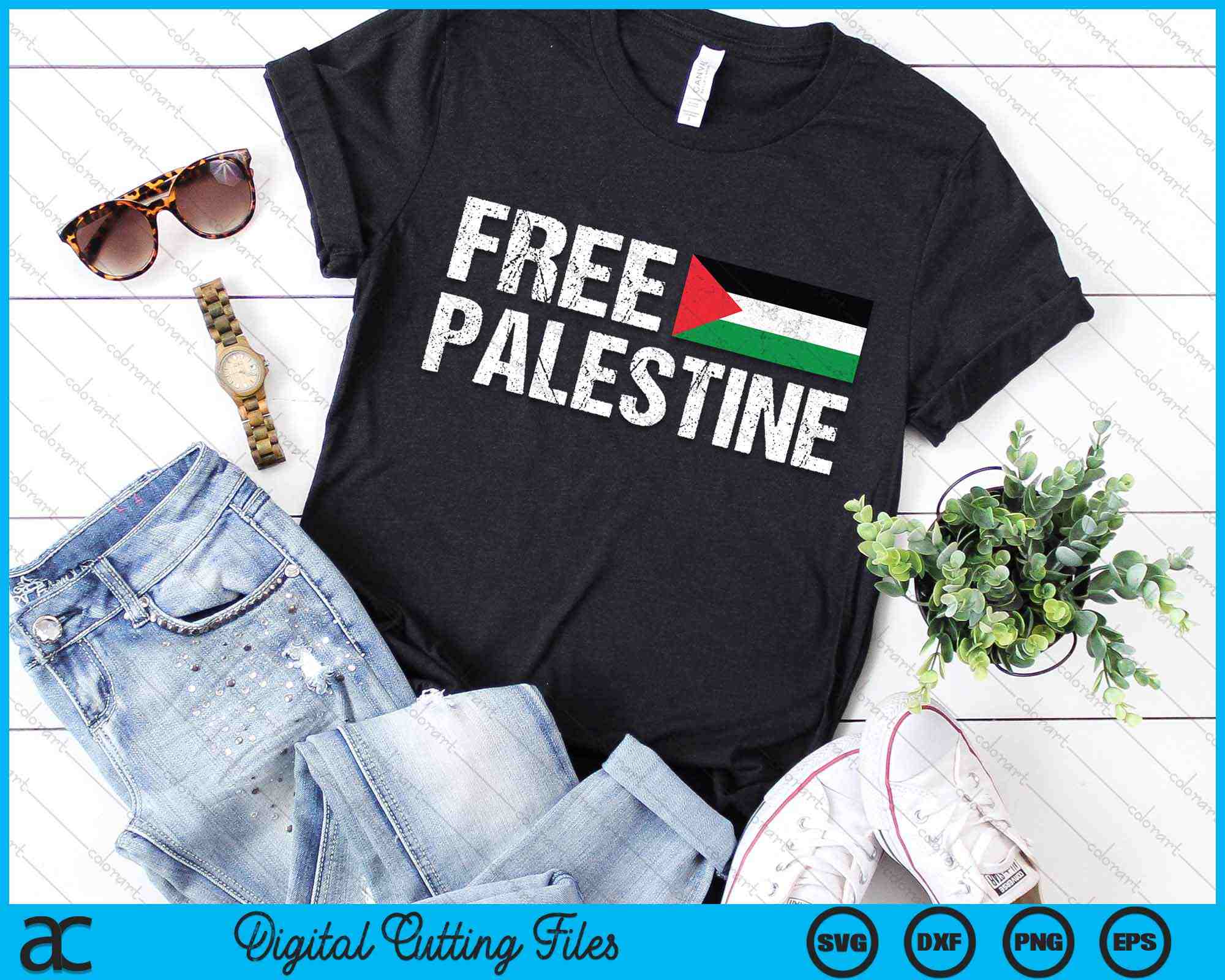 Free Palestine Vintage Distressed Palestinian Flag SVG Cutting