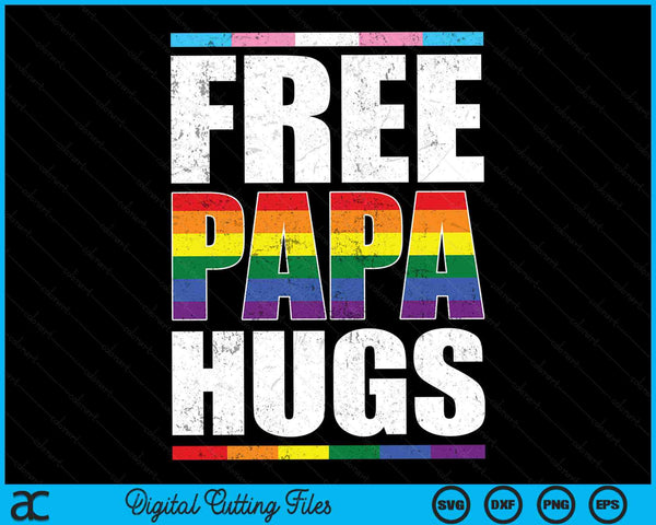 Free Papa Hugs LGBTQ Gay Pride Month Proud Ally SVG PNG Digital Cutting Files