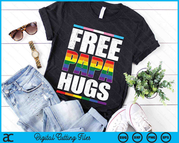 Free Papa Hugs LGBTQ Gay Pride Month Proud Ally SVG PNG Digital Cutting Files