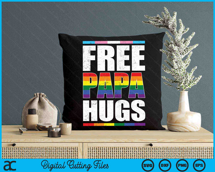 Free Papa Hugs LGBTQ Gay Pride Month Proud Ally SVG PNG Digital Cutting Files