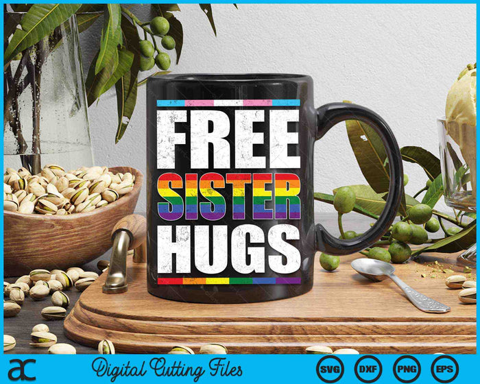 Free Sister Hugs LGBTQ Gay Pride Month Proud Ally SVG PNG Digital Cutting Files