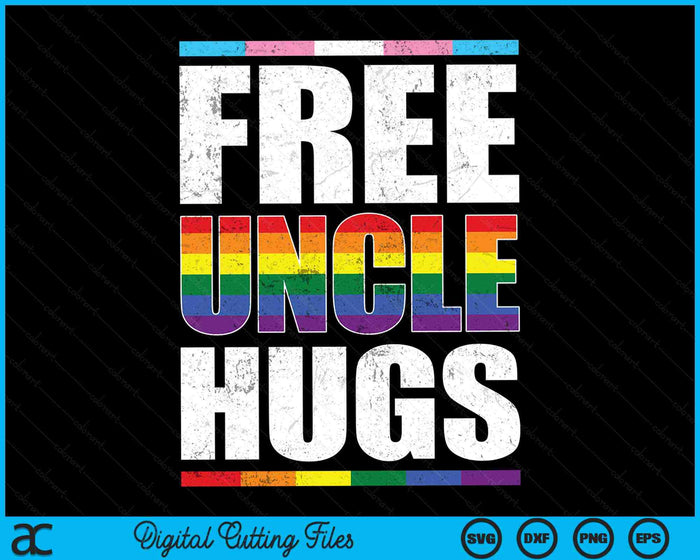 Free Uncle Hugs LGBTQ Gay Pride Month Proud Ally SVG PNG Digital Cutting Files