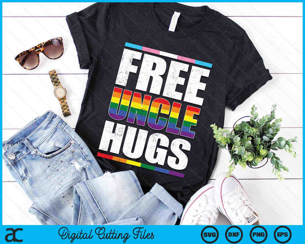 Free Uncle Hugs LGBTQ Gay Pride Month Proud Ally SVG PNG Digital Cutting Files